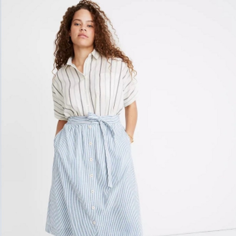 Madewell striped button down skirt size small 22